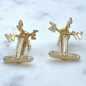 Vintage Hickok USA Cardinal Direction North East South West Gold Tone Cufflinks